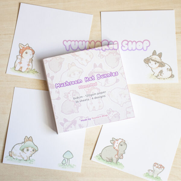 Mushroom Hat Bunnies Memo Pad
